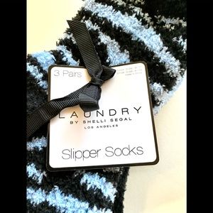 NWT Unisex Women’s Men’s Laundry by Shelli Segal Fuzzy Slipper Socks 3 Pairs